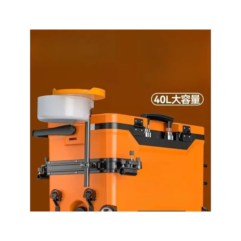 39L Wheeled Outdoor Fishing Ice Box Flat‑Cover Storage Tackle Box Portable Cooler Fishing Equipment Accessory