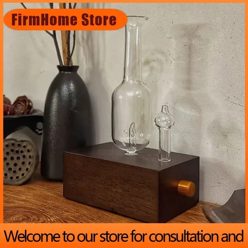 FirmHome StoreWaterless Fragrance Diffuser For Essential Oil 2600MAH Aromatherapy Diffuser Machine Glass & Wood Base Home Freshe