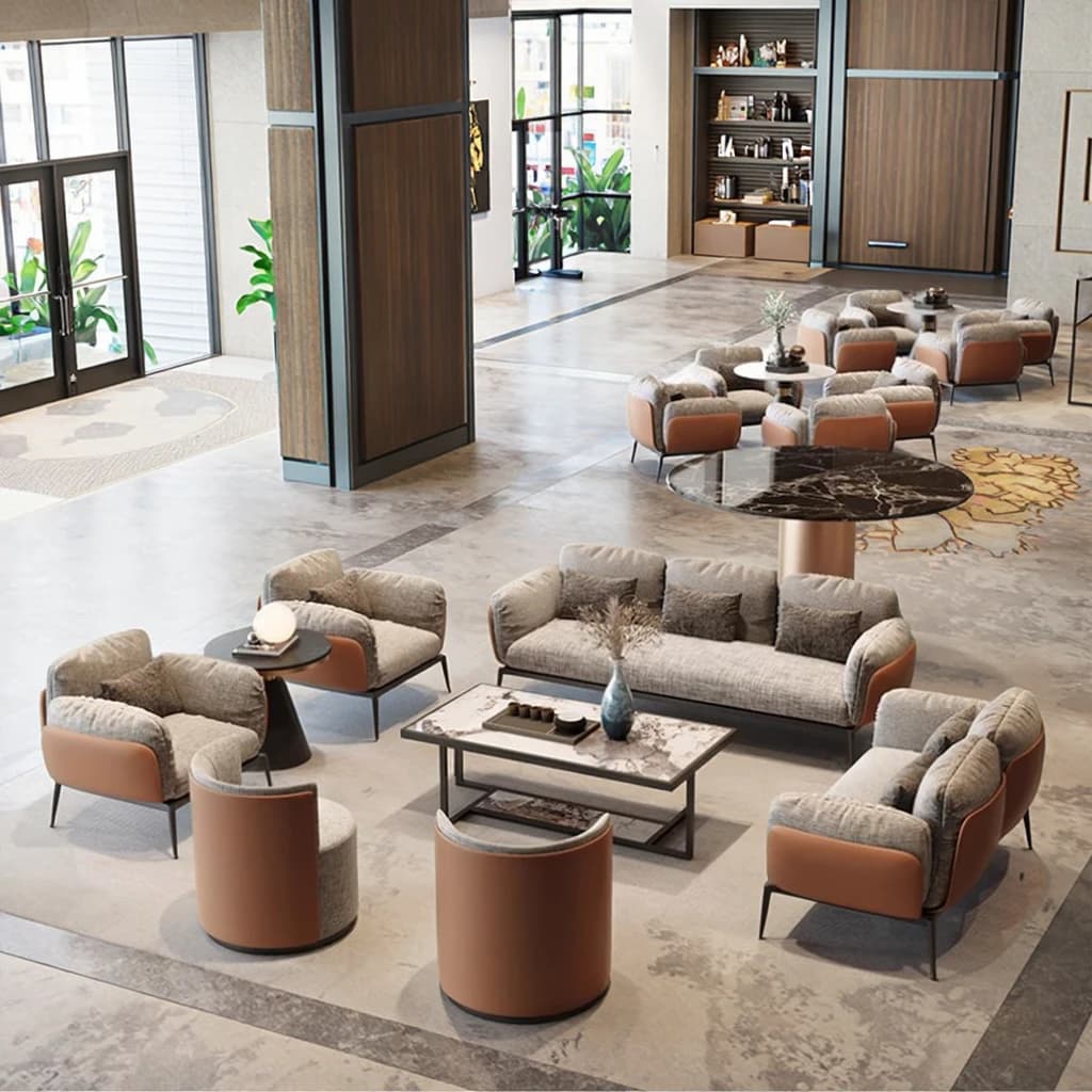 Sofa 3 Seat Modern Home Hotel Lobby Office Apartment Furniture Metal Leg Comfortable Velvet Fabric Sofa
