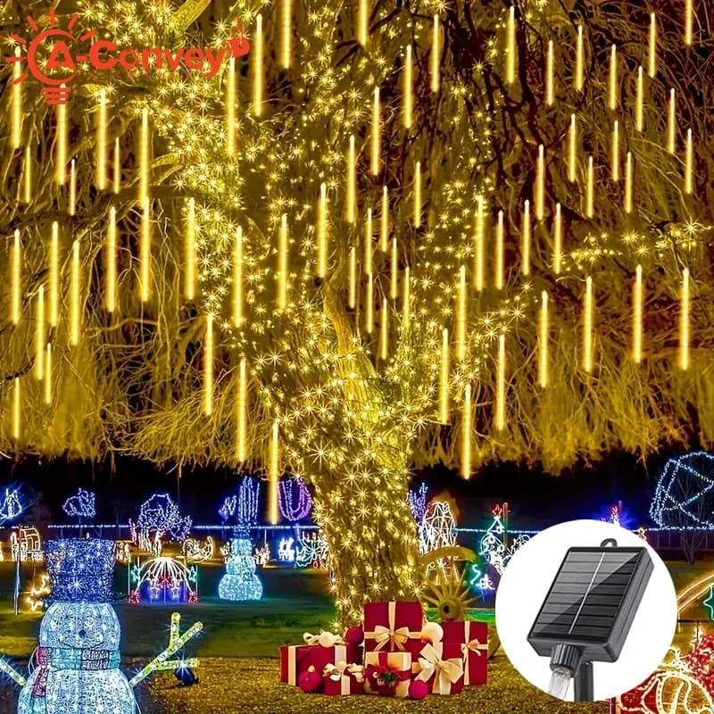 Luci Solari a Forma di Meteora 30/45CM IP65 per Esterni, Luci Decorative Natalizie per Giardino e Cortile