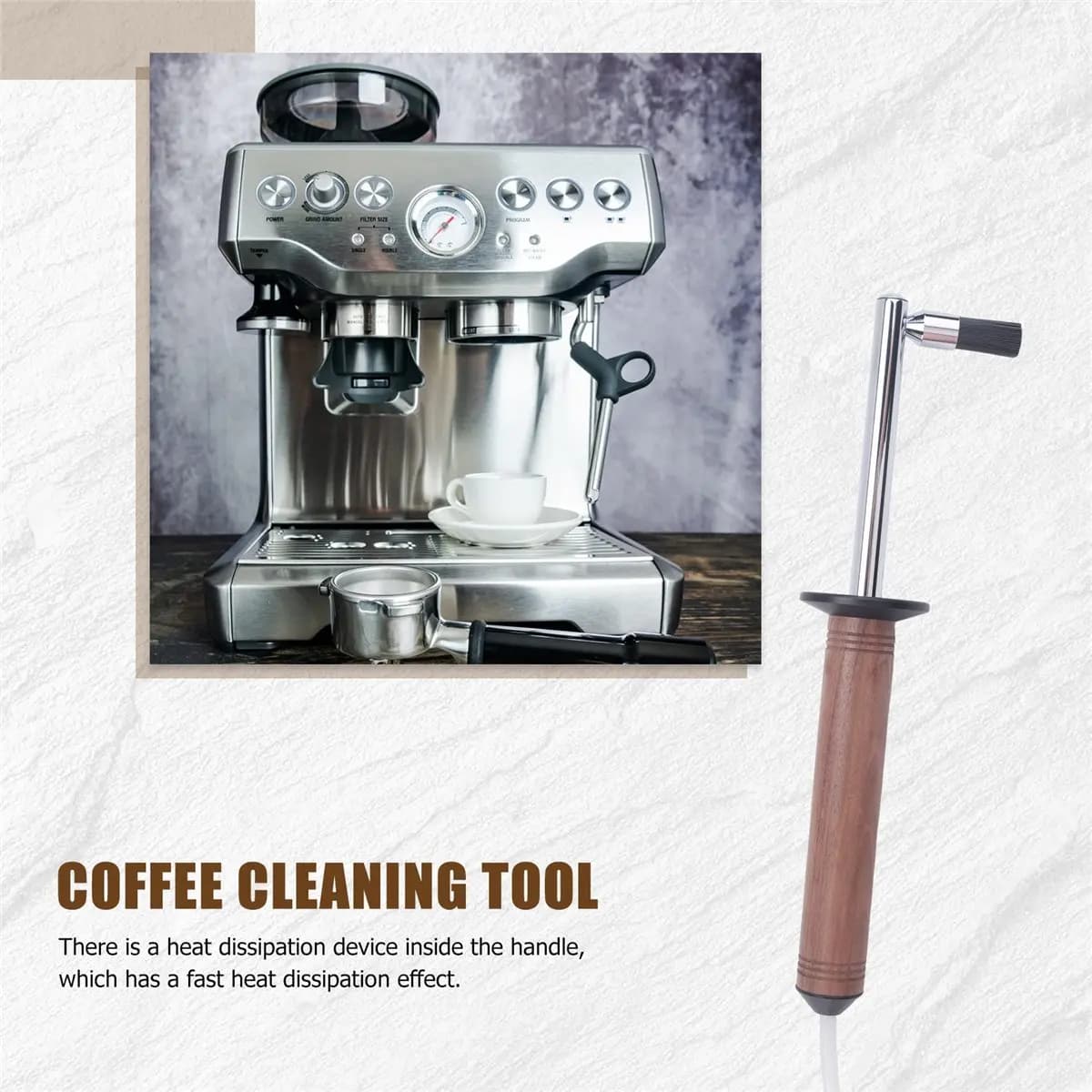 [Value Pack]Coffee Machine Steam Cleaning Brush Nylon Anti-Scald Wood Handle Cleaning Brush Coffee Machine Cleaning Tool