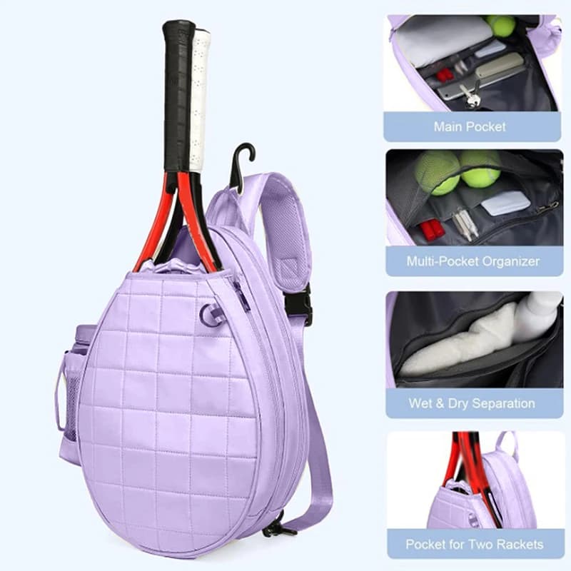 Tennis bag Quilted tennis backpack can contain 2 rackets Waterproof shoulder bag