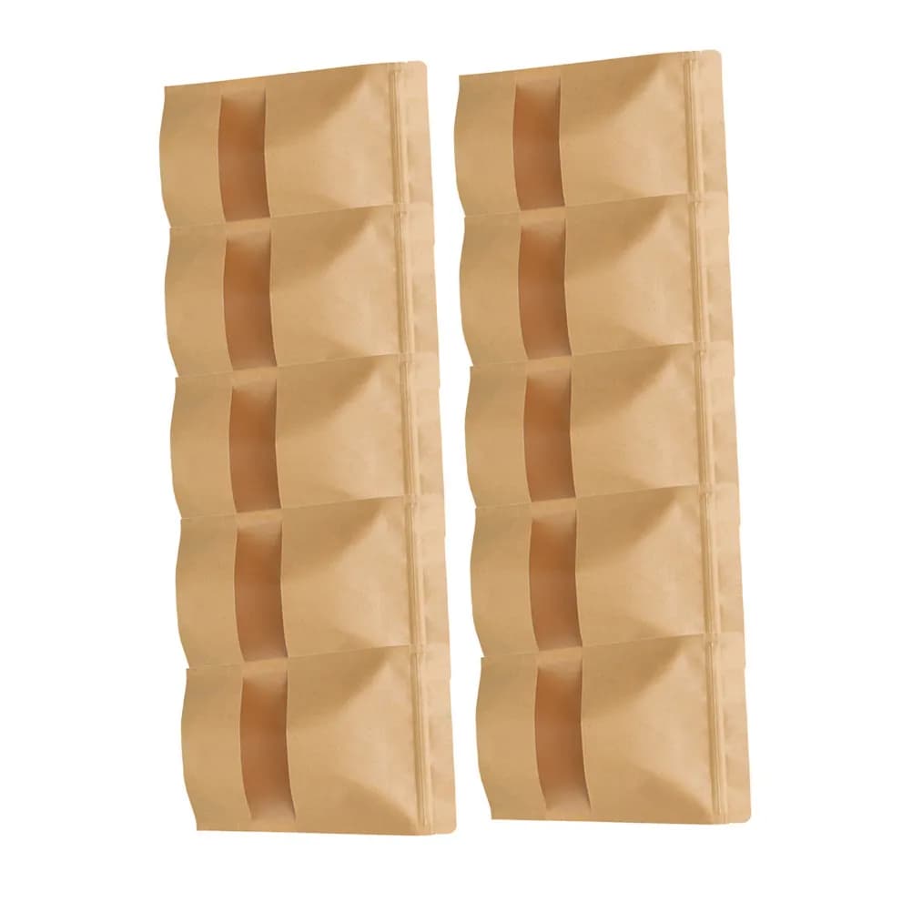 50Pcs Eco Friendly Kraft Paper Stand Up Zipper Sealed Bags Clear Window for Dry Food Storage Coffee Tea Candy Jerky Bath Salt