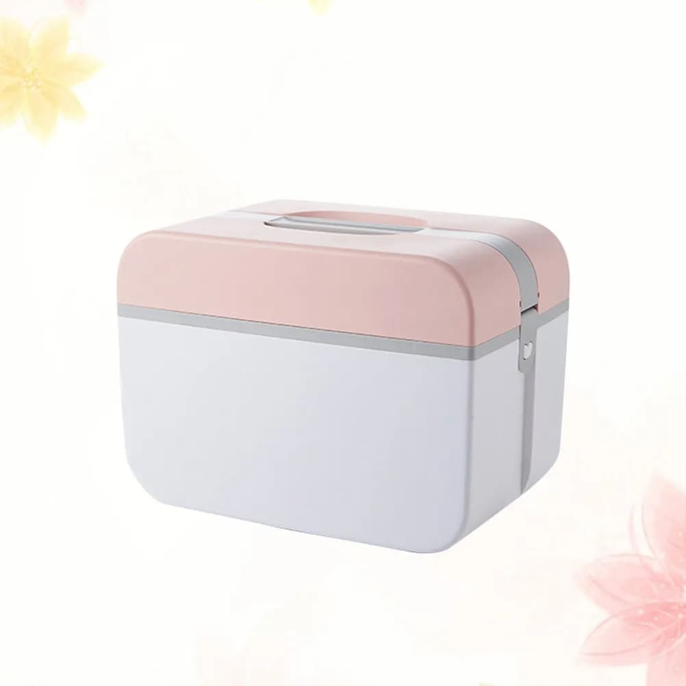 Plastic Emergency First Aid Kit Pink 5235 Medium Double Layer Portable Medicine Storage Box Lockable Multi-Functional Organizer