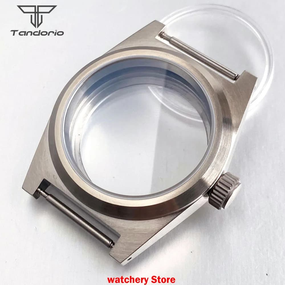 Tandorio New 38mm Brushed Diving Men Watch Case Glass Sapphire 20ATM fit NH35 NH36 NH38 ETA2824 Movement Automatic Watch Parts