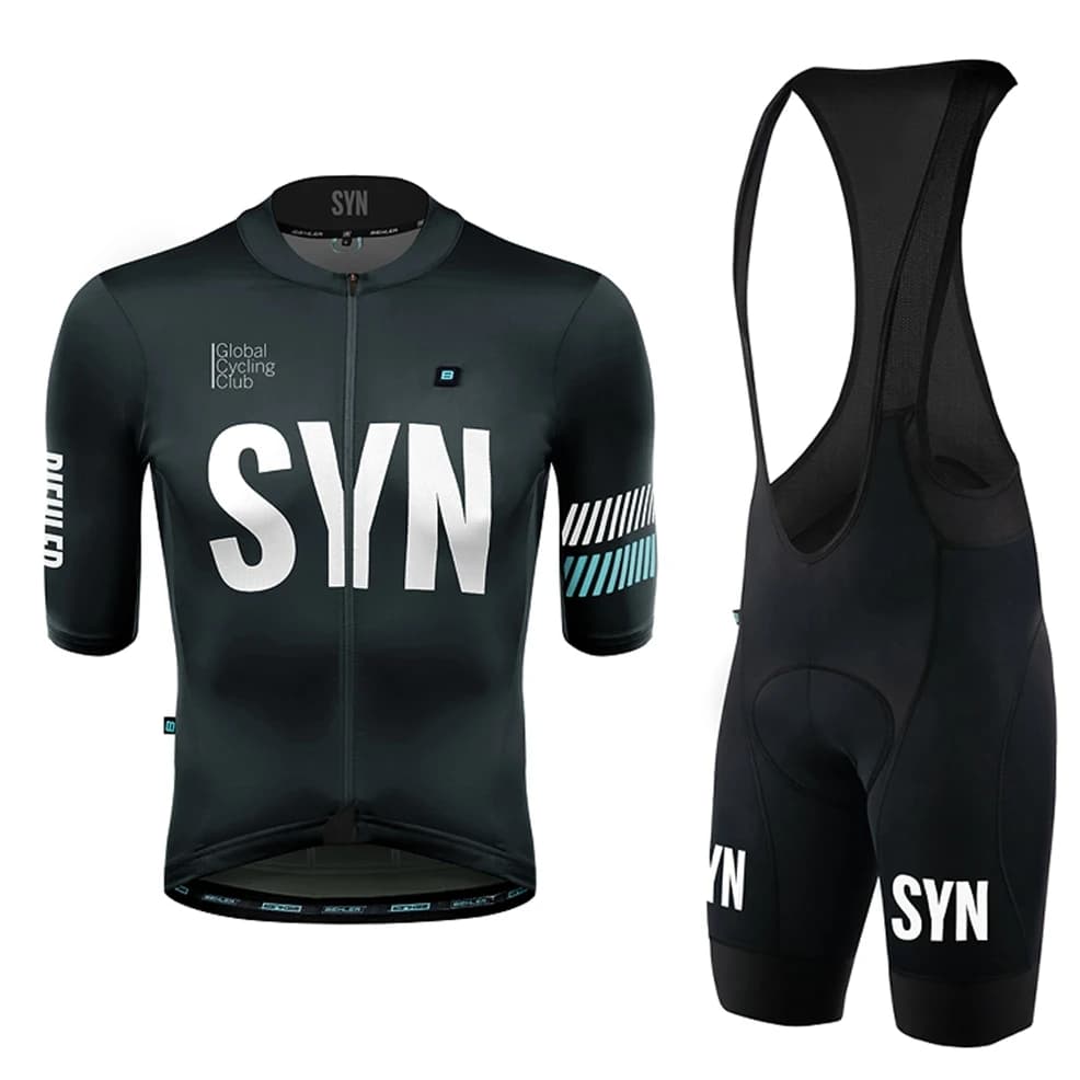 Black/Brotherhood SYN Short Sleeve Suit Cycling Jersey Kit Summer Bib Shorts With Quality Pad