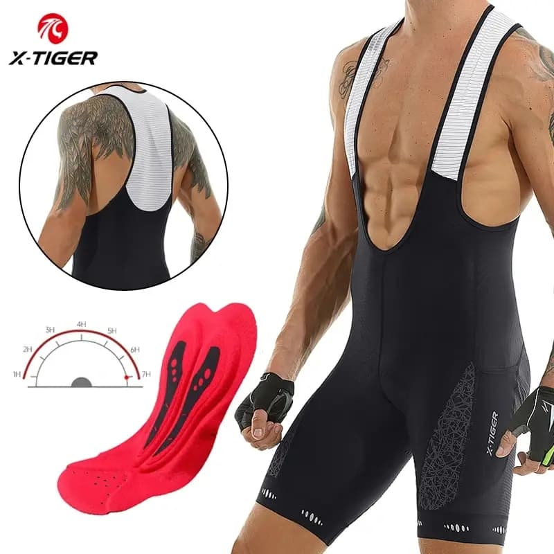 Pantaloncini con bretelle da ciclismo Pantaloncini da mountain bike con imbottitura in gel 5D Tasche Bretelle Pantaloncini da bicicletta attillati da bici UPF50 + traspiranti per esterni