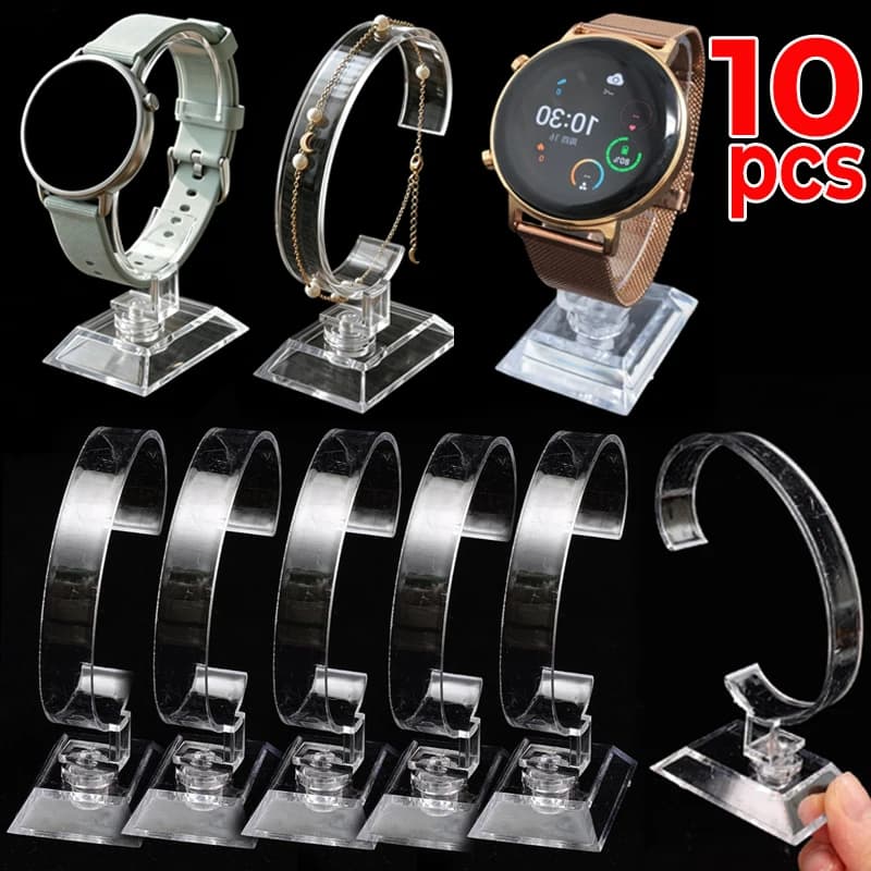 Transparent Watch Display Stand C-Circle Acrylic Holder Counter Show Stand Wrist Watch Bracelet Display Jewelry Holder Showcase