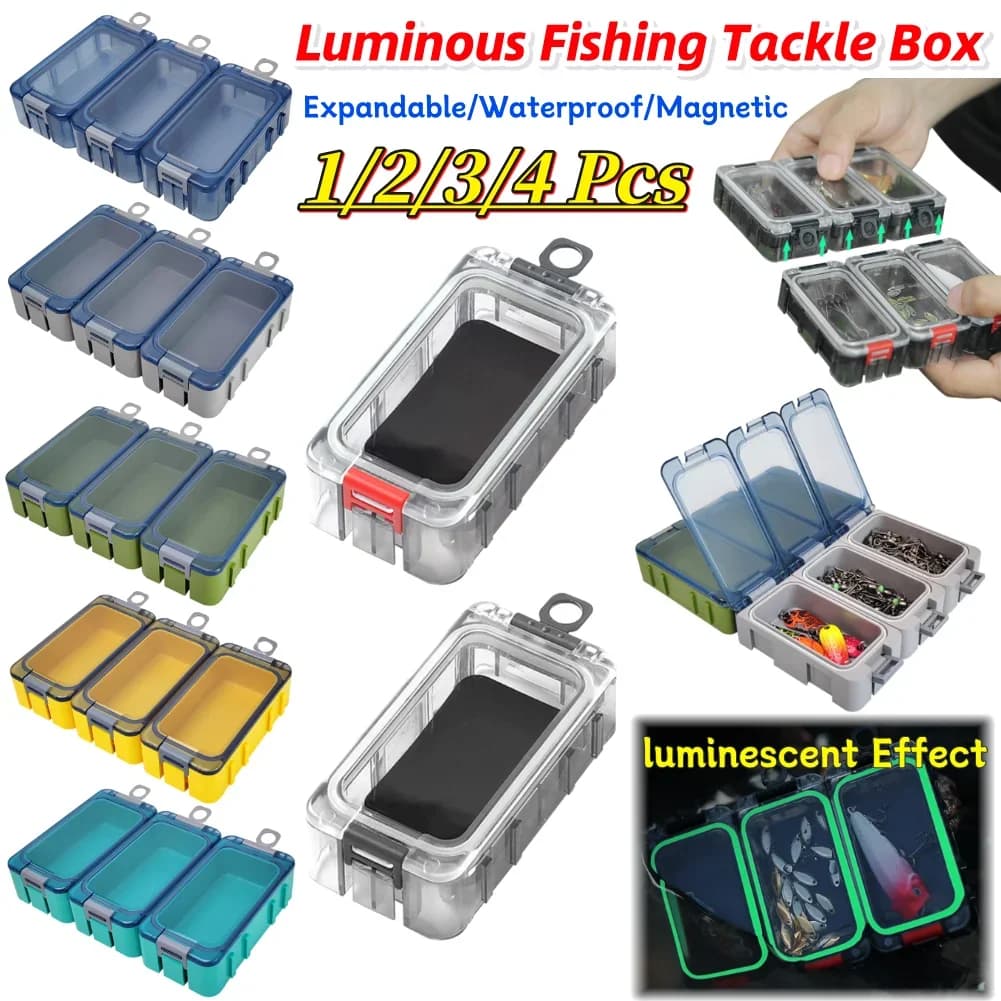 Expandable Fishing Tackle Box Fishing Hardware Toolbox with Magnetic Function Fishing Lure Hooks Storage Box Fishing Accessories