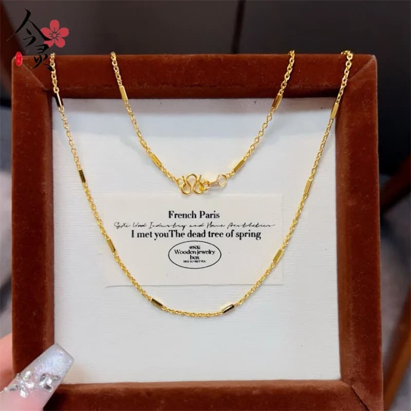 AU750 Barre d'oro 18 carati, collana da donna: catena clavicola minimalista ed elegante, regalo di compleanno di alta gioielleria con temperamento alla moda