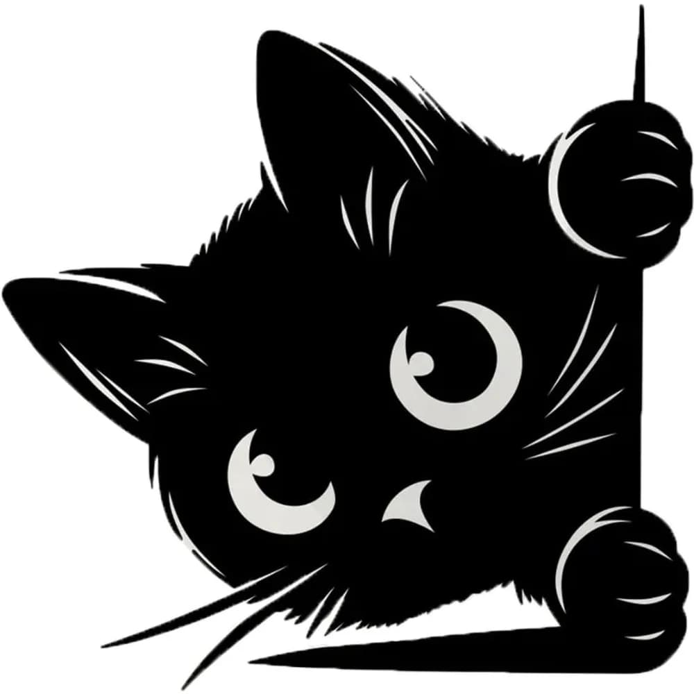 2PCS 6-Inch Waterproof Vinyl Sticker of a Peeking Cat, Ideal for Smooth Surfaces Like Cars, Motorcycles, Laptops, And Windows