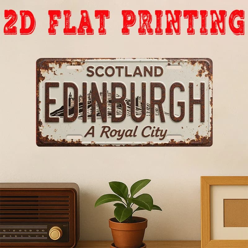 Edinburgh Scozia, una città reale, targa in metallo con stampa 2D, decorazione a tema della capitale storica scozzese