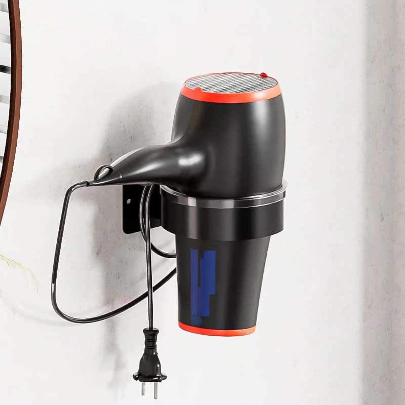 Support for Hair Dryer Without Drilling, Wall Mounting, Bathroom Organizer and Spoiler, No Trapanare Need