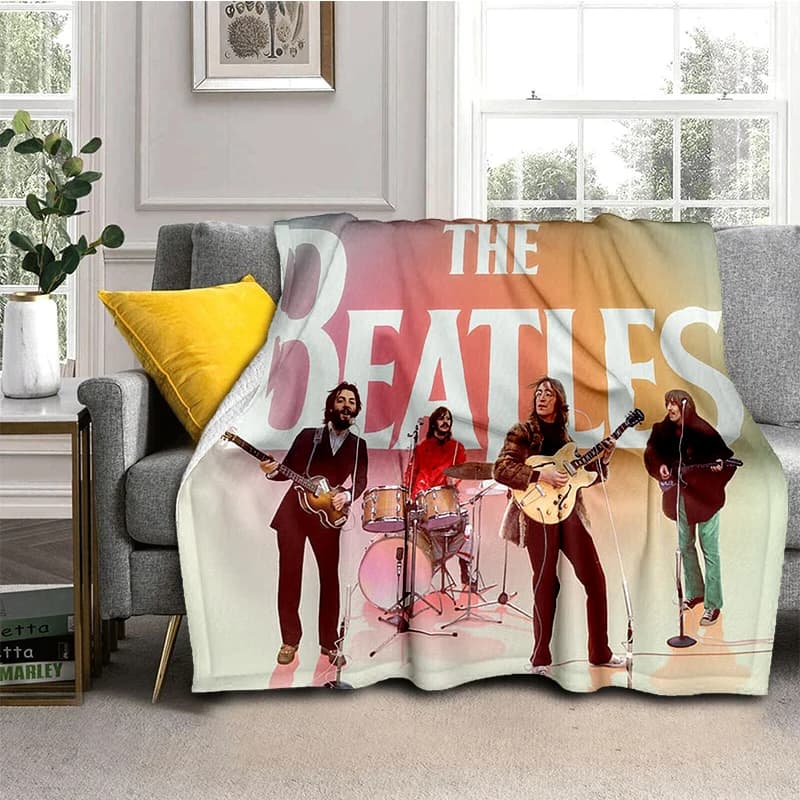Coperta in flanella 3D The B-Beatles Rock Band Star Coperta morbida e calda per camera da letto, soggiorno, letto, viaggio, campeggio, picnic, regalo