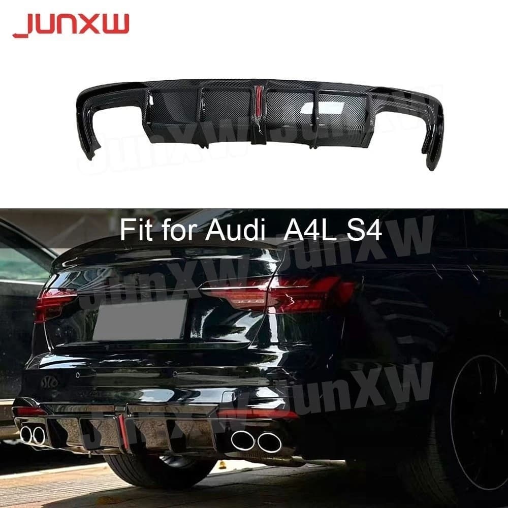 Diffusore Posteriore in ABS con Luce Freno per Audi A4 S4 Non Standard 2020-2024, Kit Carrozzeria con Diffusore e Luce per Paraurti Posteriore
