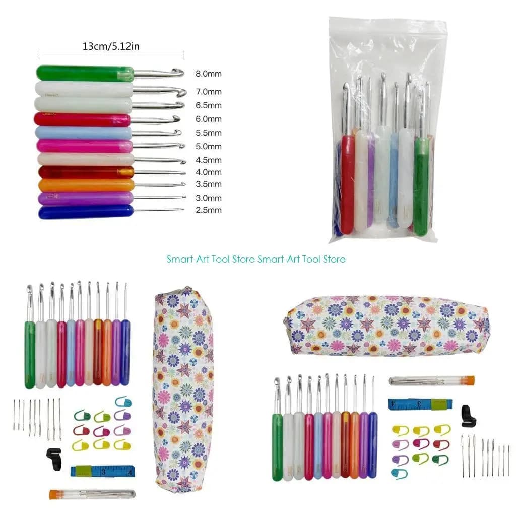 Set ganci all'uncinetto E1pb, set ganci all'uncinetto con marcatore cucitura del sacchetto stoccaggio