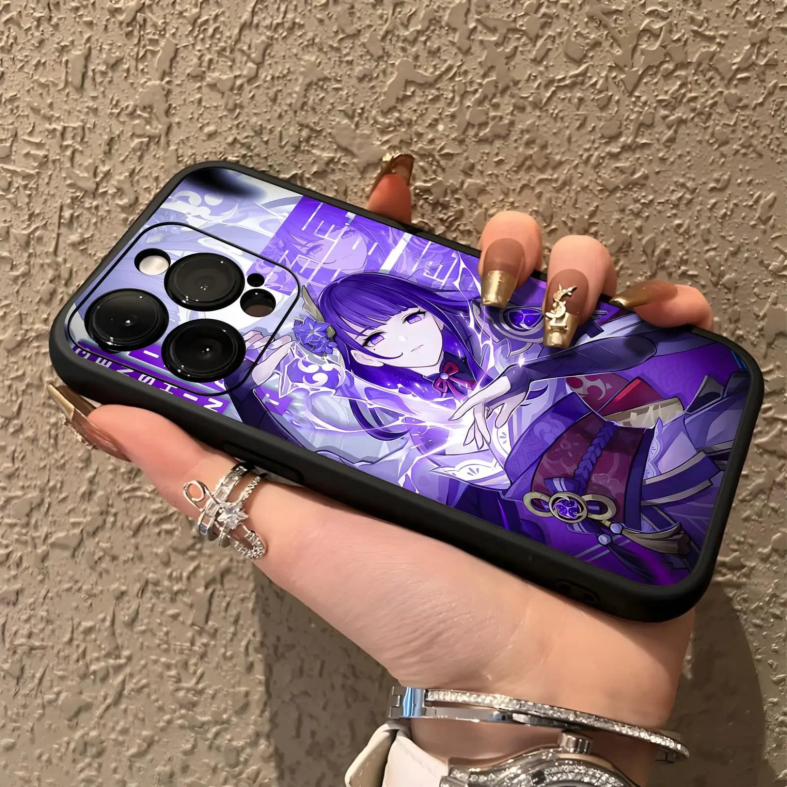 genshin impact Raiden Shogun Phone Case For iPhone17 16 16e 15 14 13 12Plus Mini Pro Max Soft black Shockproof Cover