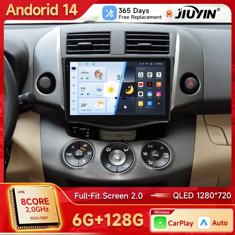 JIUYIN Autoradio Per Toyota RAV4 Rav 4 2005-2013 Android 14 Lettore Multimediale 2Din Carplay DSP Navigazione GPS 4G WIFI stereo
