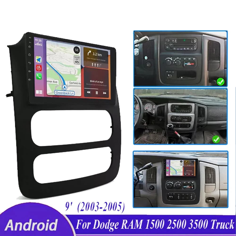 9In 4+64G Car Stereo Radio For RAM 2003-2005 Android 15 GPS Navi Head Unit For Carplay Android Auto Bluetooth Multimedia Player