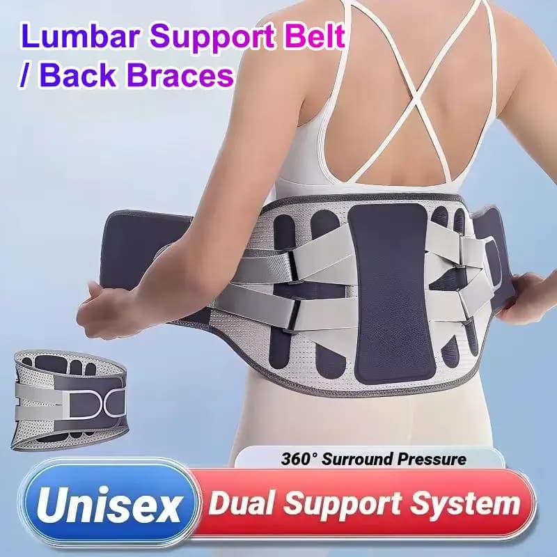 Unisex Lumbar Support Belt Dual Support System 360° Surround Pressure Lightweight for Elderly Daily Waist Protection Care