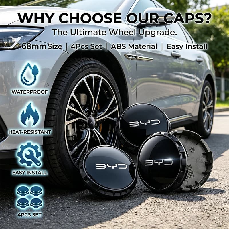4 Pezzi 68MM Coprimozzo Centrale Ruota Impermeabile per Auto BYD Atto 3 Act 3 Tang F3 E6 Dmi Yuan Plus Song Plus Ev F0 F3