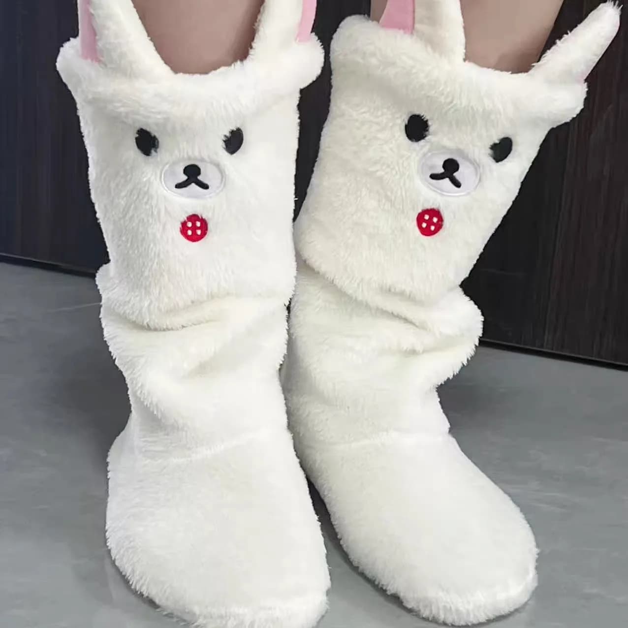 Nuovo Kawaii Rilakkuma Korilakkuma Orso Bambini Bambini Ragazze Inverno Calzini al ginocchio Piede caldo Calzini impilati per le donne