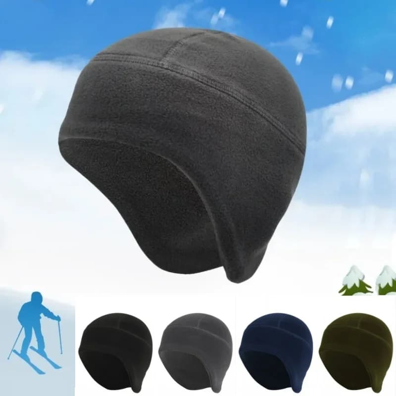 Cappello invernale in pile termico per esterni Berretti sportivi da corsa Berretto caldo per l'orecchio Escursionismo Moto Ciclismo Sci Snowboard Cappellini per casco