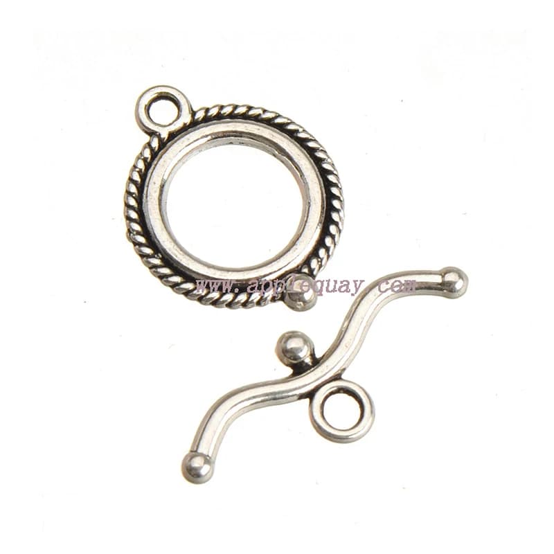 Chiusura per bracciale Collana Ganci OT Rotondi Argento Artigianato 40 pezzi Ciondoli in metallo Catene con connettori Toggle Componenti di gioielli Forniture
