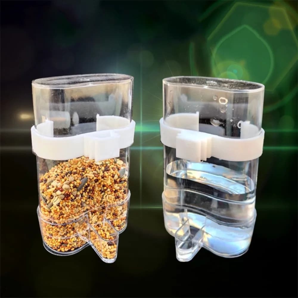 Contenitore per Acqua e Cibo per Pappagalli, Cocorite, Agapornidi e Uccelli, Dispenser d'Acqua e Mangiatoia
