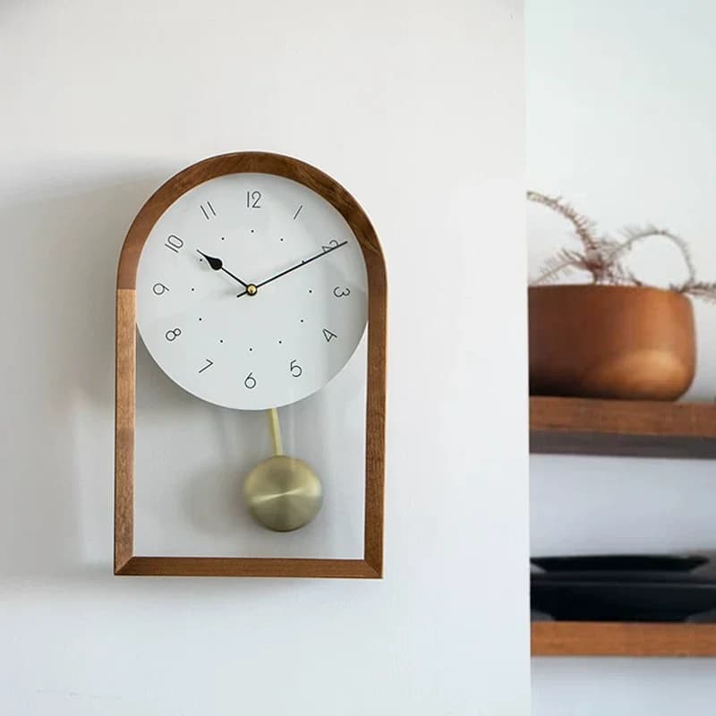 Pendulum Clock Japanese Retro Wall Clocks Stylish Creative Silent Wooden Elegant Decorative Wall Clock Living Room Decoration