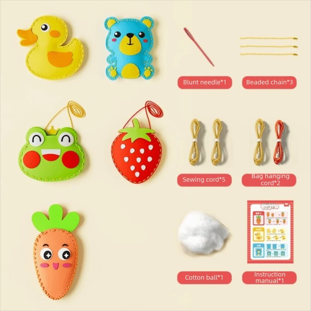 5Pcs Creative EVA Beginner Sewing Set Handmade Cartoon Animal Toy DIY Sewing Kit Kids Art Toys for Beginners