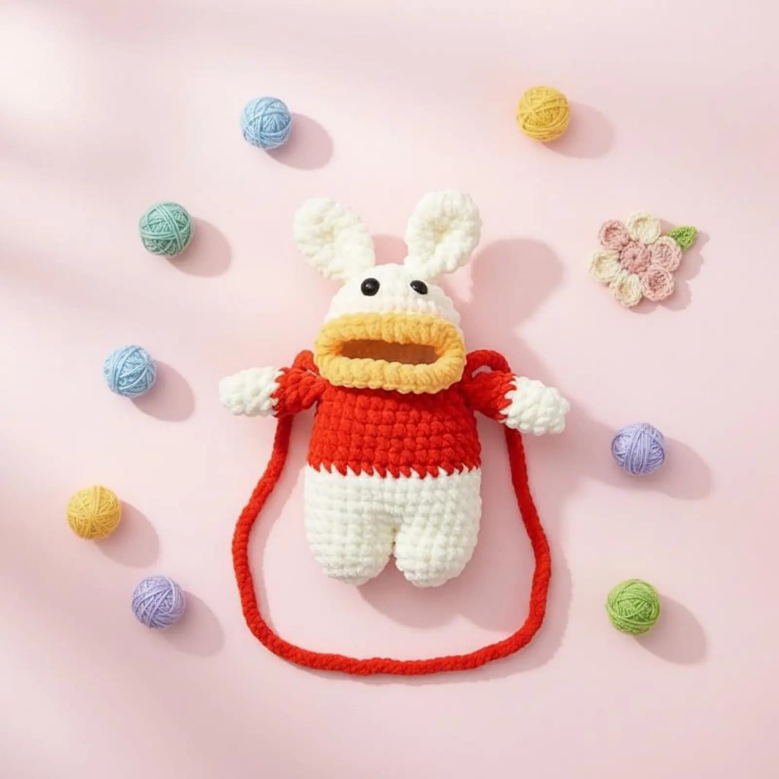 Crochet Frog Phone Bag Crocheted Handmade Knitted Frog Bag Fashion Accessory Soft Yarn Lightweight for Women, Shopping, Outings