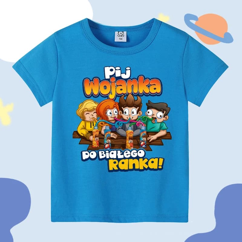 Wojan Team T-shirt a maniche corte per bambini, pullover estivo casual in poliestere, stampa con personaggi anime, girocollo, regali per bambini