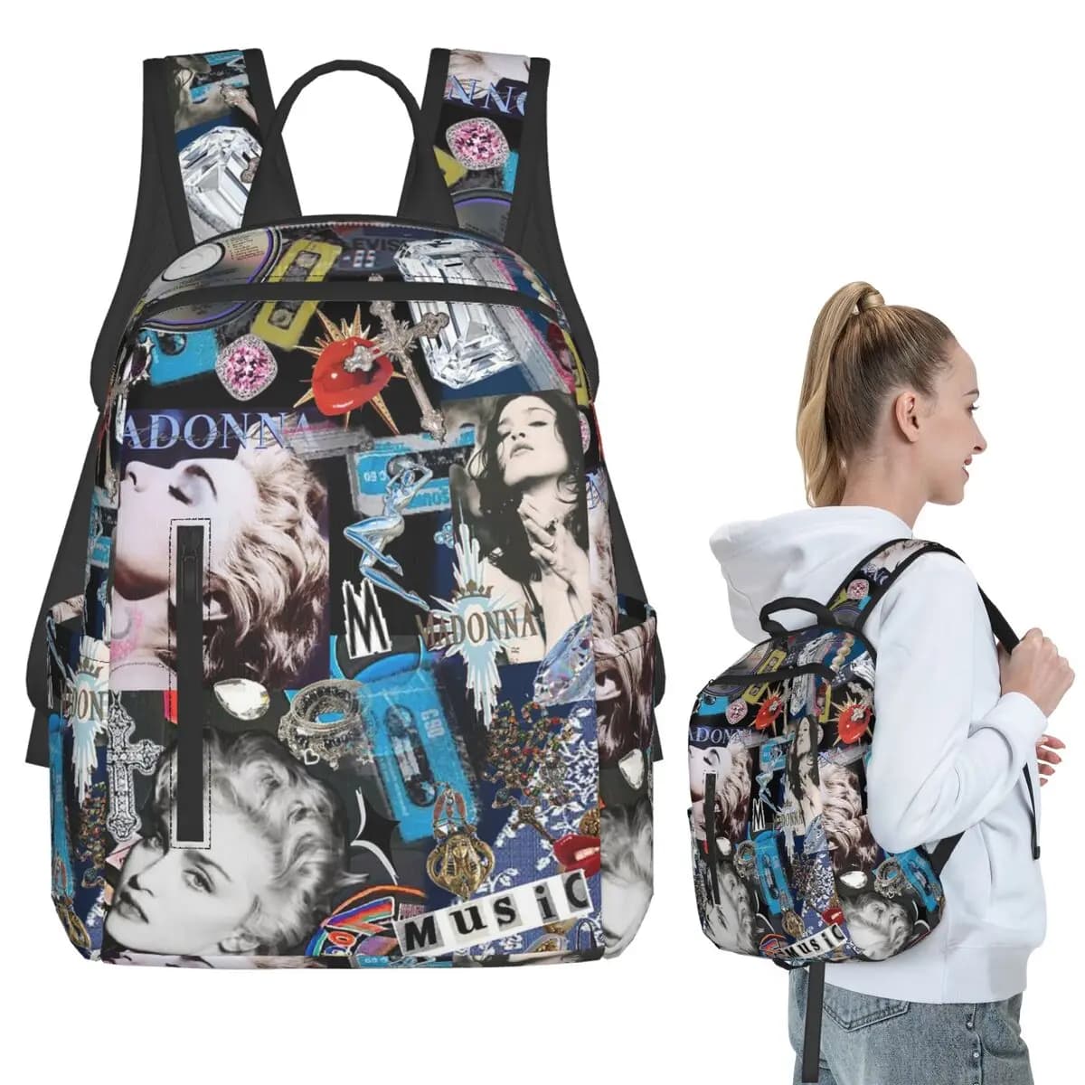 Madonna Backpack Student Boys Girls BookBag Kids School Bag Computer Shoulder Bags for Men Women