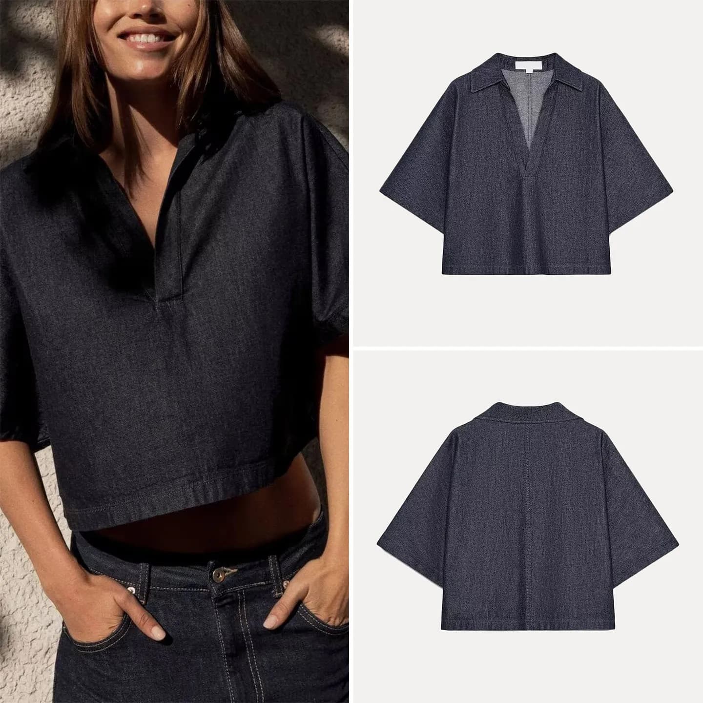 Camicia Casual da Donna a Maniche Corte Zadata, Elegante e alla Moda per l'Uso Quotidiano, Collezione Autunno 2025