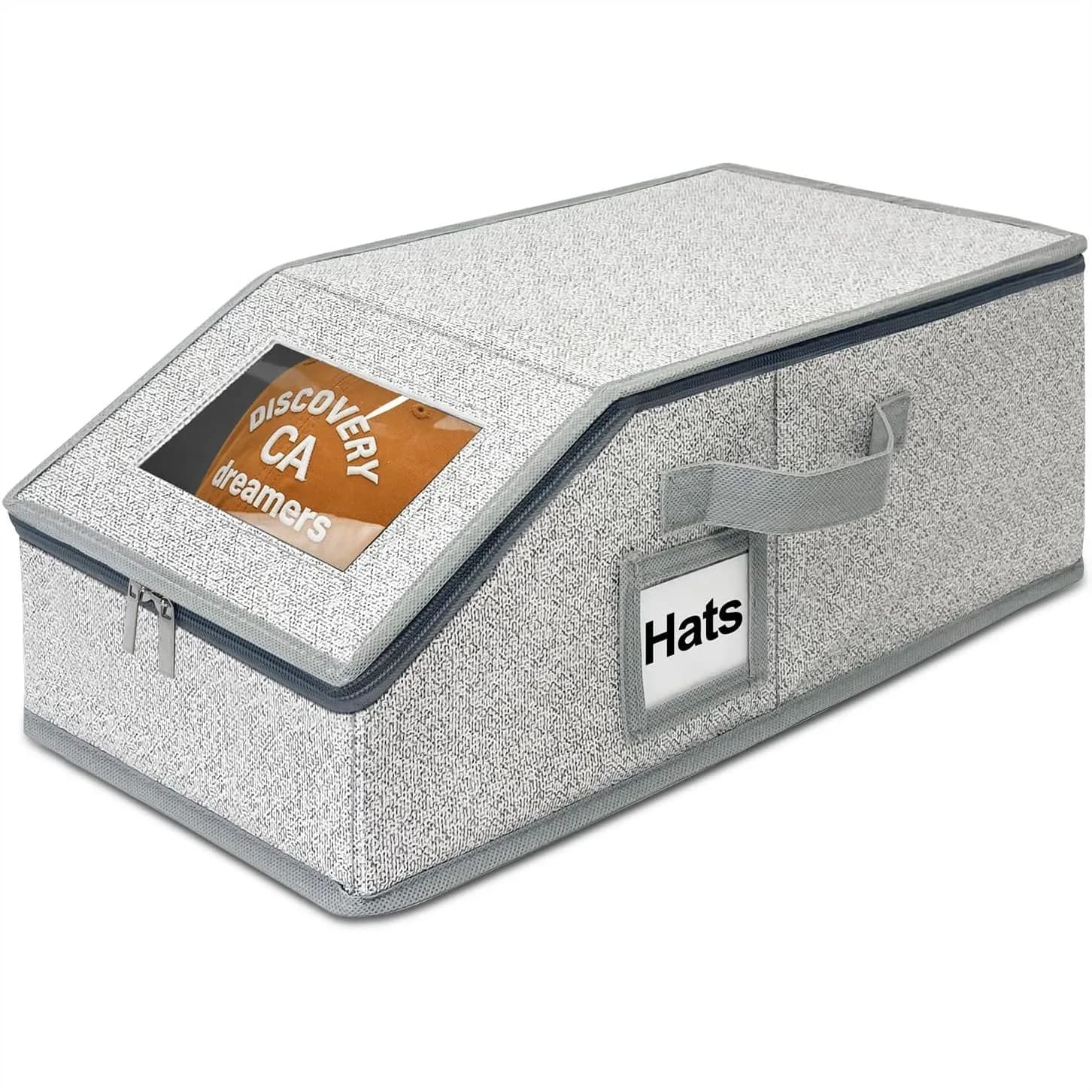 Stackable Baseball Cap Organizer Holds 24 Hats with Cardboard Support, Space-Saving Hat Rack for Closet, Grey