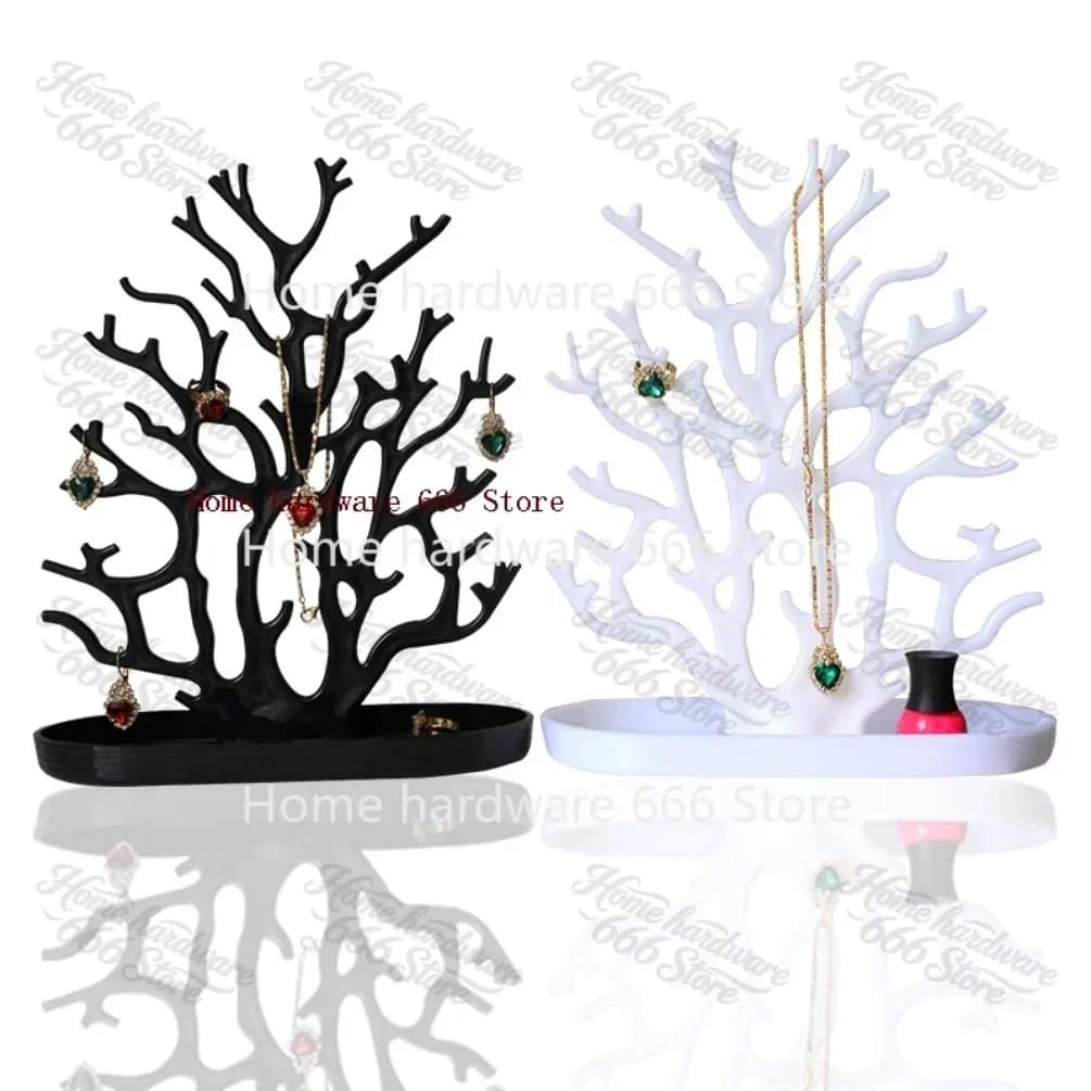 Black and White Coral Jewelry Display Stand Tray, Earrings, Necklace, Ring, Pendant, Bracelet, Storage, Women Gifts, 1Pc