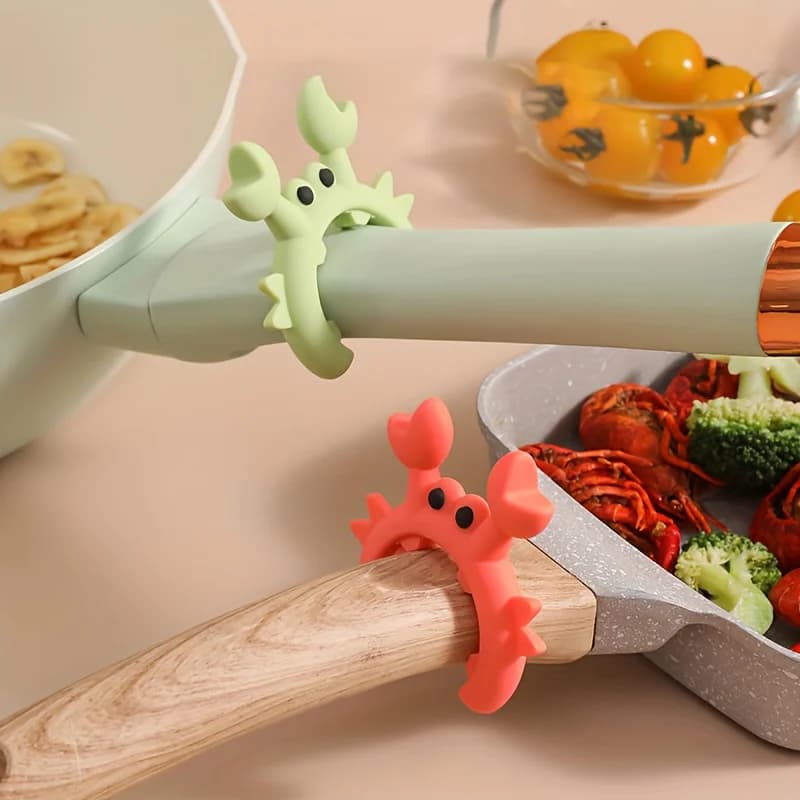 Heat-Resistant Silicone Spoon Rest Set of 2 - Cute Crab & Octopus Design - Countertop Cooking Tools Organizer for Kitchen Utensi