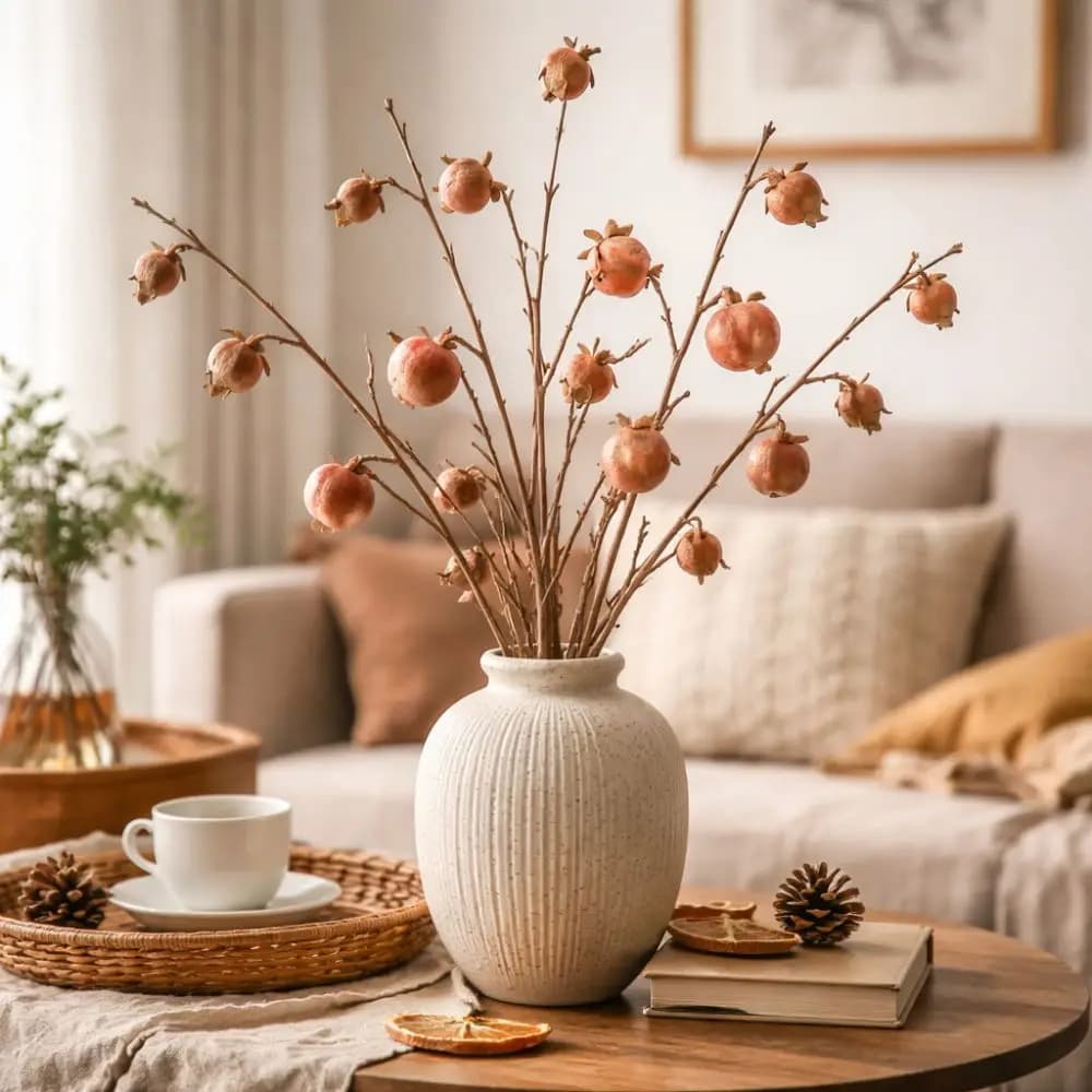 8 Fruit Artificial Pomegranate Branch Realistic Handmade Foam Fruits Branches Plastic Decorative Fake Plants Birthday Decor