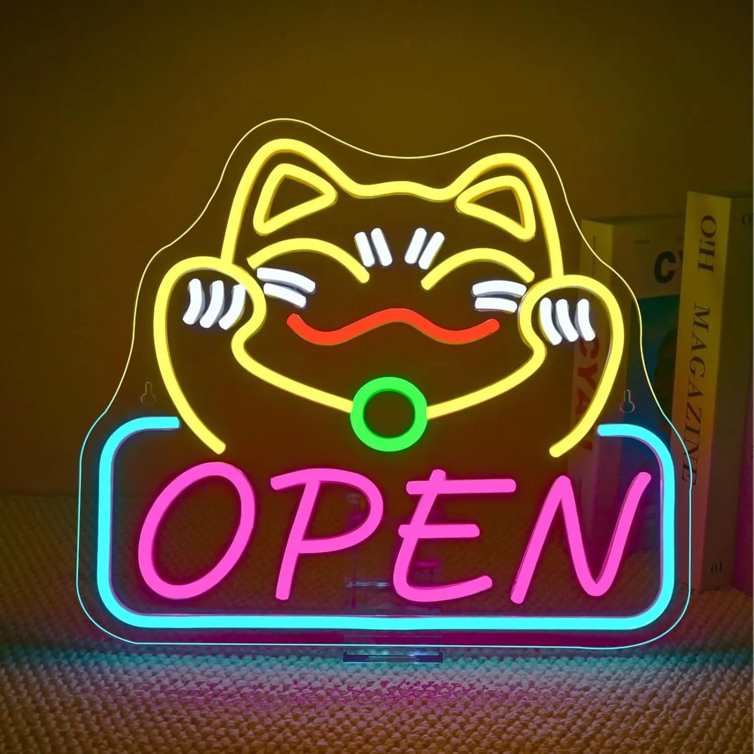 Insegna al Neon 'Lucky Cat' per Negozio di Animali, Luce al Neon LED Dimmerabile USB per Ospedale Veterinario, Salone di Toelettatura, Decorazione Murale, Regalo di Apertura