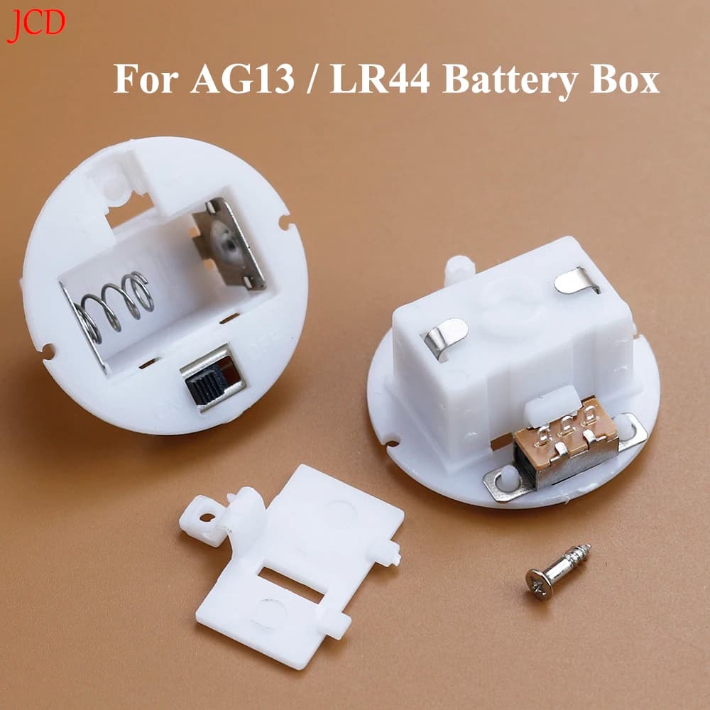 3 set per AG13 LR44 custodia per scatola portaoggetti per presa base batteria con coperchio interruttore custodia per batteria rotonda bianca per stringa luminosa