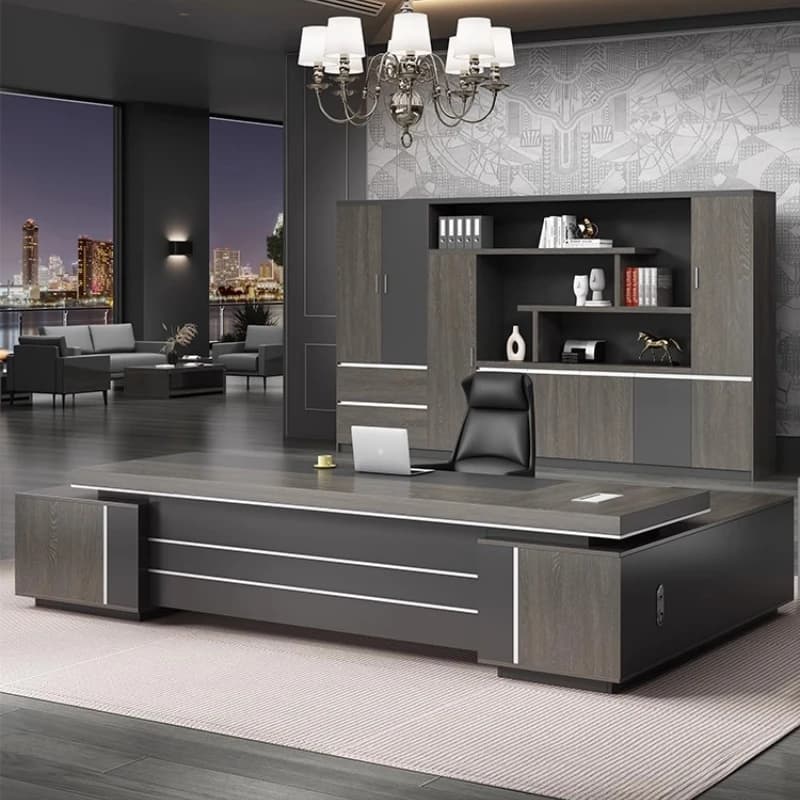 Simple and Modern Office Desk Stand Up Storage Executive Organizer Luxury Desks Monitor Support for Reception Modern Office Furniture