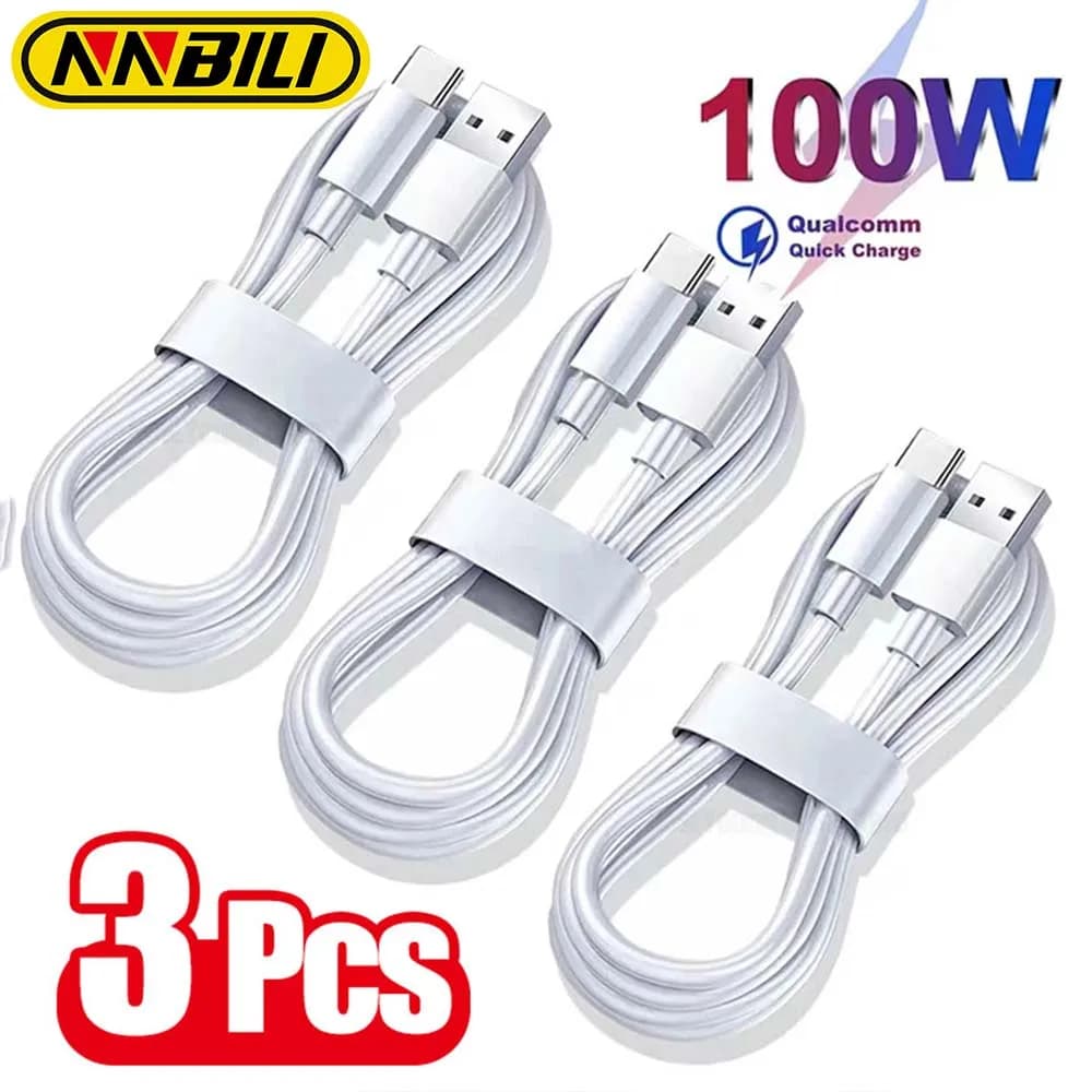 NNBILI 1-3PCS 10A 100W Type C Super Fast charging cable Data cable for Huawei OPPO alive Fast charging, not iPhone, xiaomi, Samsung