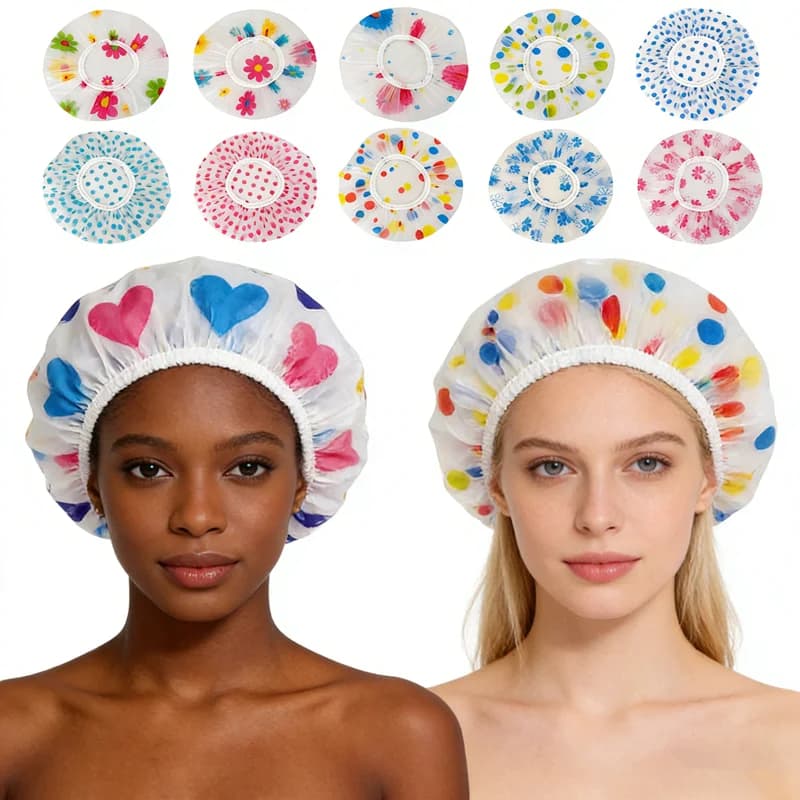 Cuffia da doccia impermeabile riutilizzabile, spessa ed elastica, per capelli asciutti, antipolvere e antiolio, per donna, doccia, spa, salone, cucina, bagno