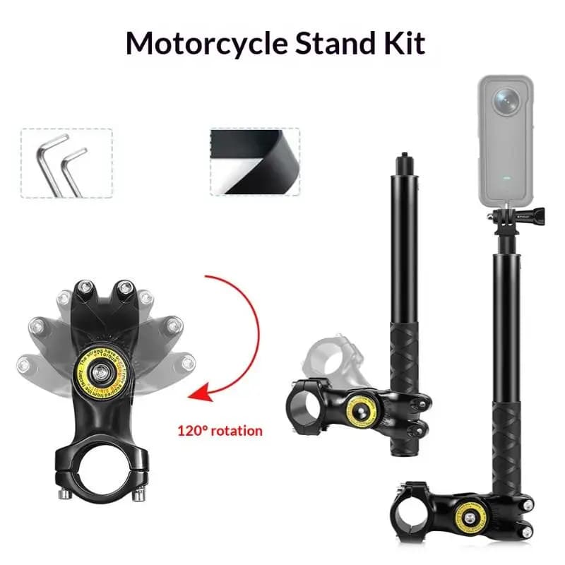Bike Handlebar Selfie Stick Monopod Invisible Adjustable Moto Mount Holder for Outdoor Action Cameras Hiking Cycling