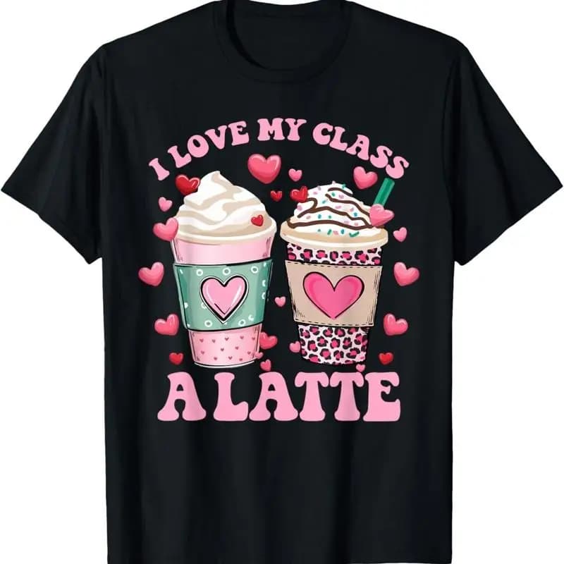 Insegnanti San Valentino Amo la mia classe A Latte Coffee Maglietta da donna unisex