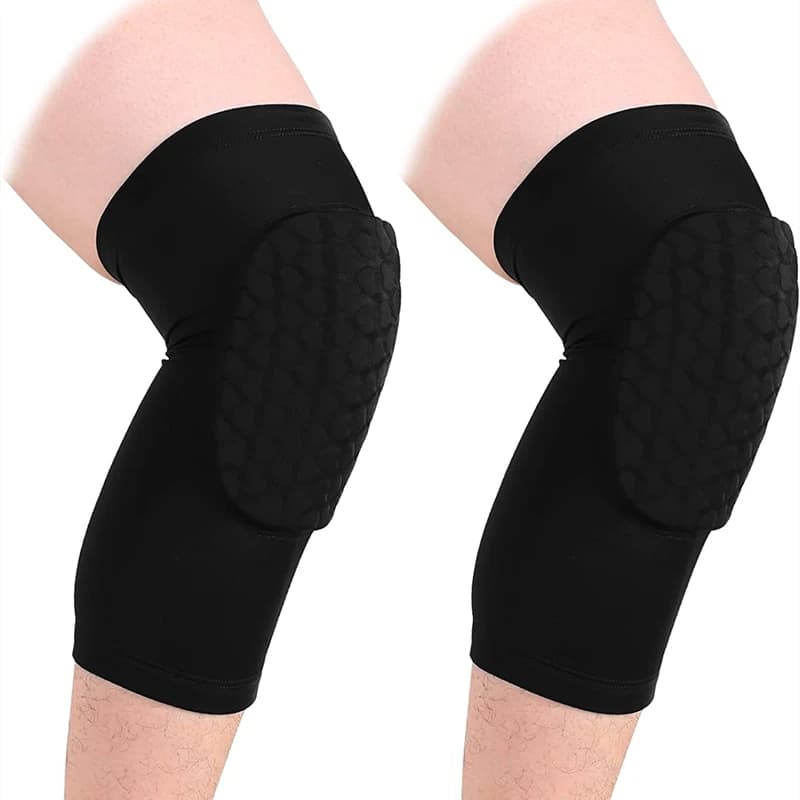 1 paio di ginocchiere da basket manica di compressione delle gambe ginocchiera in schiuma a nido d'ape ginocchiera anticollisione supporto per pallavolo fitness