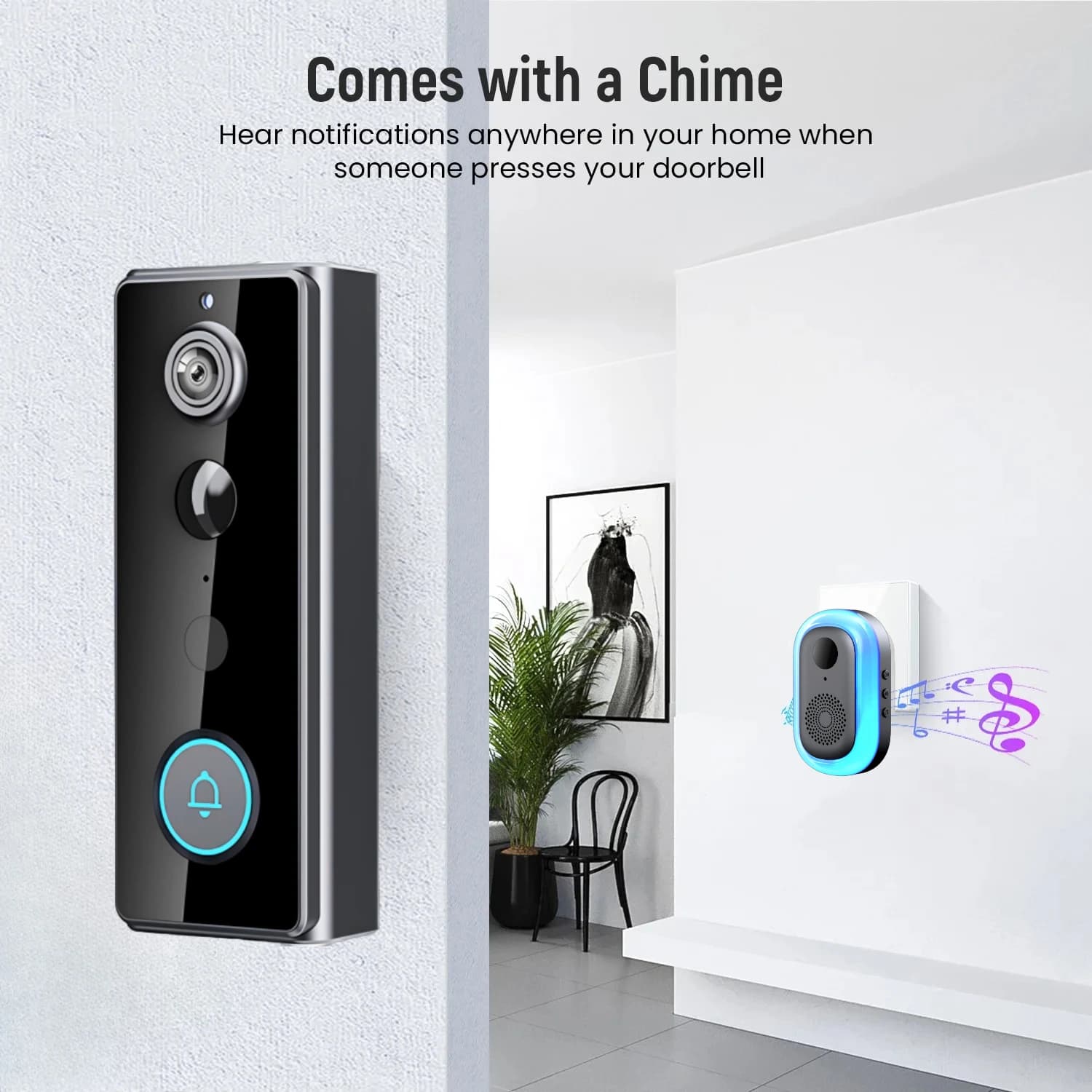 Tuya 1080P Videocitofono Rilevazione movimento Telecomando Campanello per porta Telecamera Visione notturna Campanello wireless esterno impermeabile
