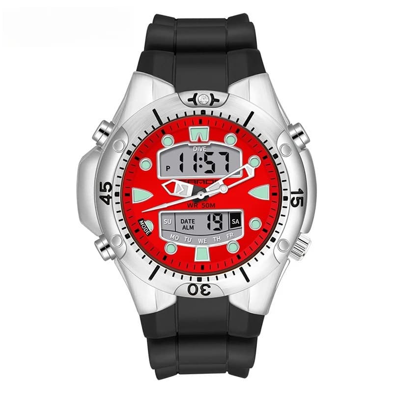 Orologio sportivo multifunzionale in lega, impermeabile, alla moda, con doppio display, orologio elettronico per studenti maschi e femmine