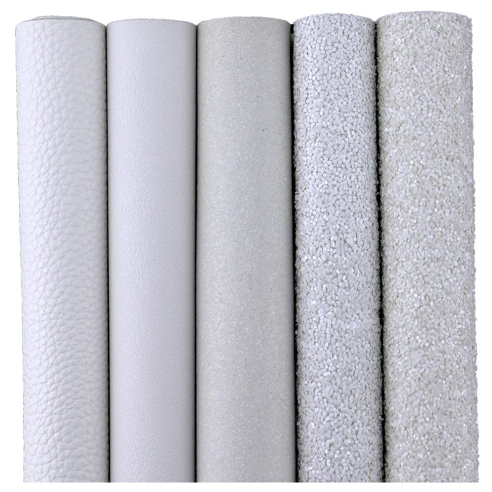 Tinta unita bianco grosso tessuto Glitter Fine Lichee strutturato finta morbida pelle sintetica liscia per orecchini fiocchi fai da te HD003